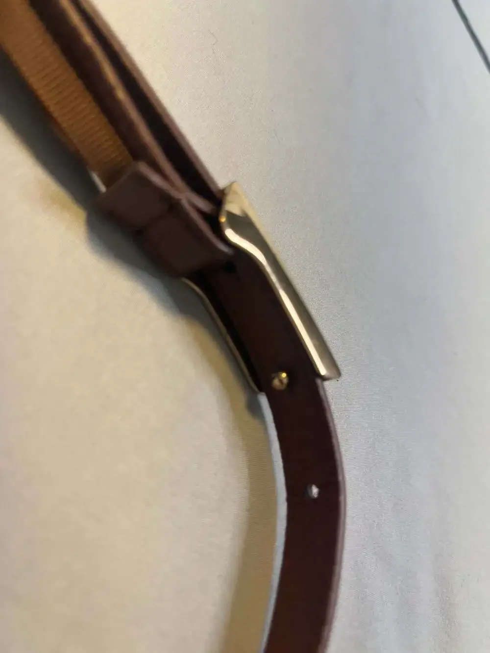 Brown Genuine Leather Belt – Gold-Tone Buckle & Accent Classic Western Style